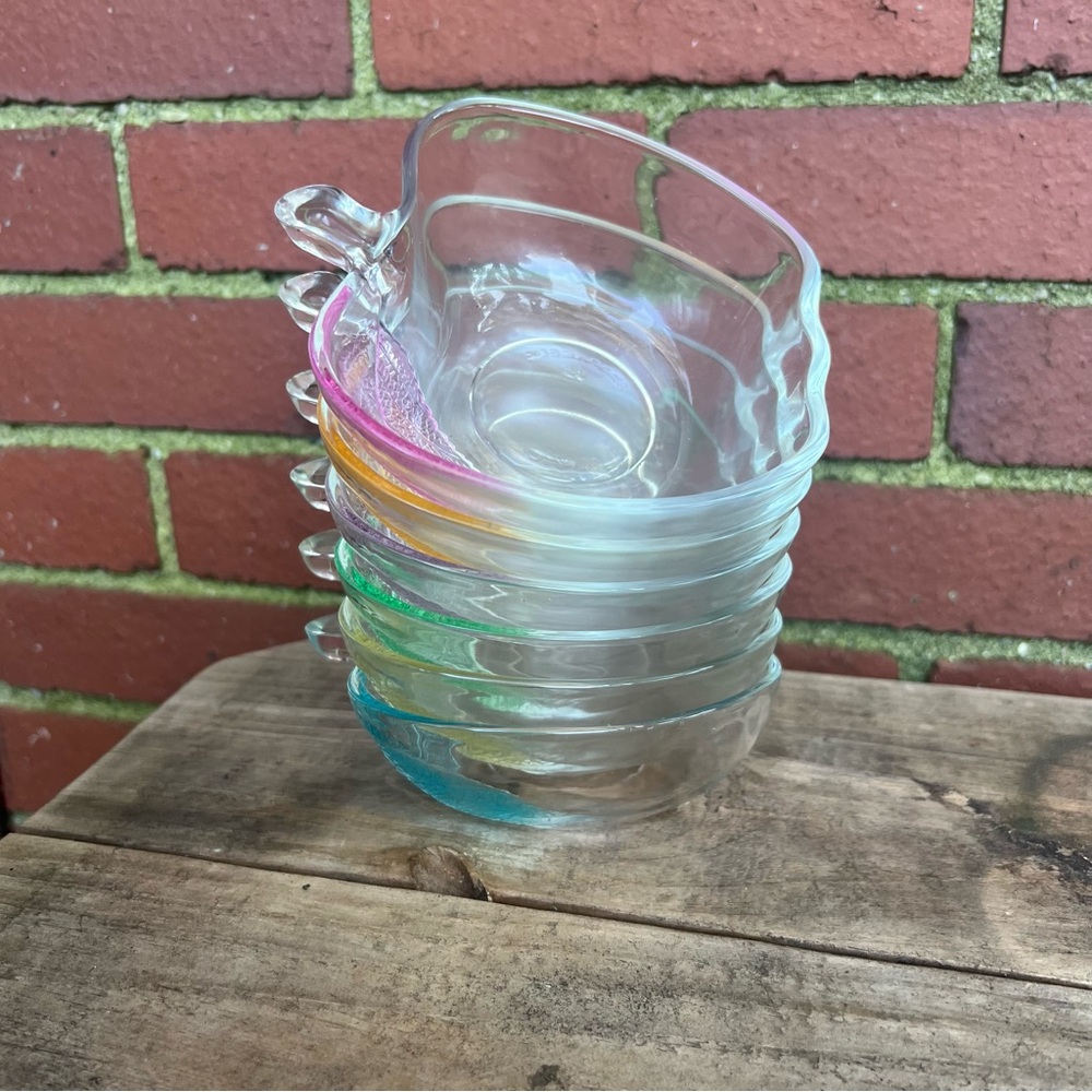 Vintage KIG Indonesia Apple-Shaped Glass Bowls - Set of 6